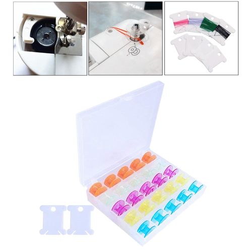 25pcs Industrial Sewing Machine Bobbins+2pcs Floss Bossins Multicolor
