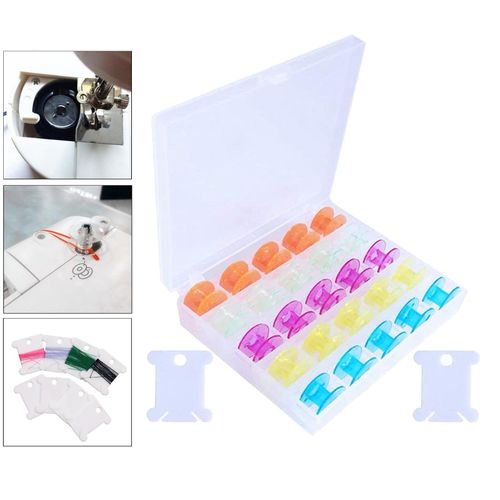 25pcs Industrial Sewing Machine Bobbins+2pcs Floss Bossins Multicolor