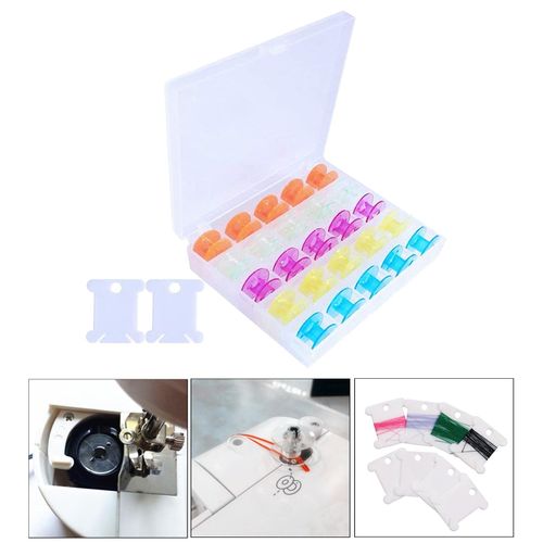 25pcs Industrial Sewing Machine Bobbins+2pcs Floss Bossins Multicolor