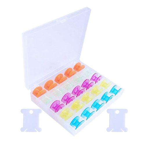 25pcs Industrial Sewing Machine Bobbins+2pcs Floss Bossins Multicolor