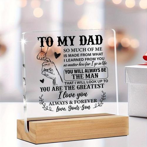 JOYNM To My Dad Letter Pattern Acrylic Ornament, Creative Desktop Decoration, Desk Decoration for Home Office