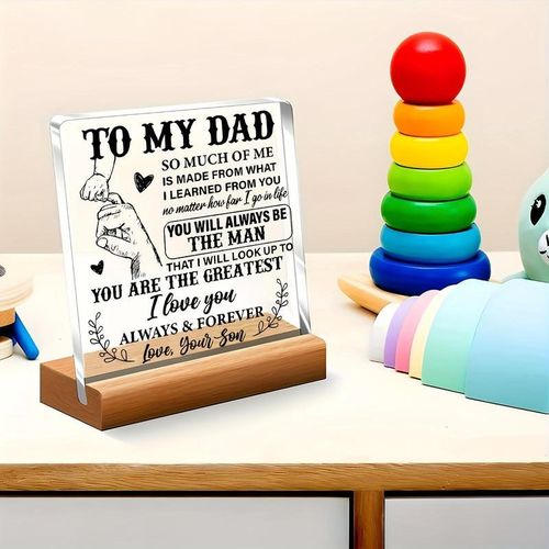 JOYNM To My Dad Letter Pattern Acrylic Ornament, Creative Desktop Decoration, Desk Decoration for Home Office