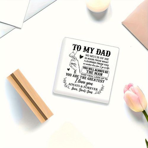 JOYNM To My Dad Letter Pattern Acrylic Ornament, Creative Desktop Decoration, Desk Decoration for Home Office