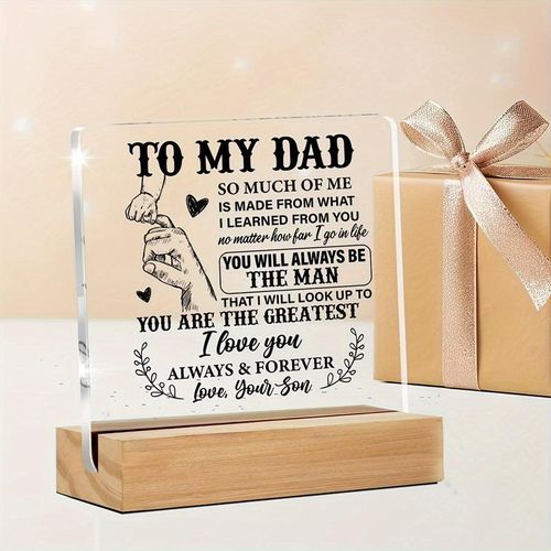 JOYNM To My Dad Letter Pattern Acrylic Ornament, Creative Desktop Decoration, Desk Decoration for Home Office