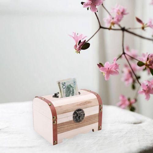 915 Generation 1PC Wooden Piggy Bank Safe Money Box Savings With Lock Wood