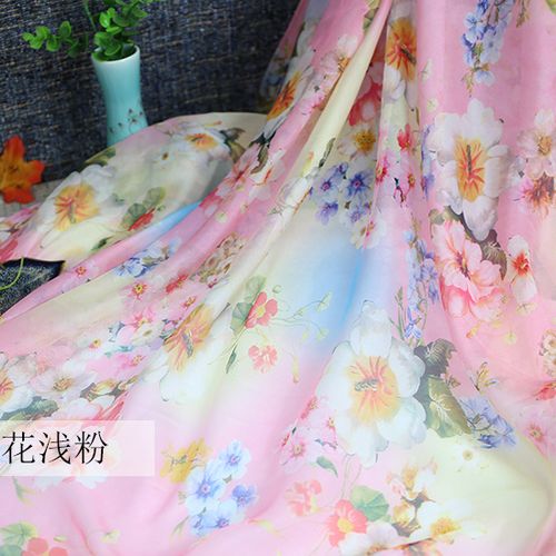 100x150cm By The Chiffon Printed Plain Weave Thin Fabrics For Sewing Dresses Silk Scarf Hanfu Designer Patchwork Material