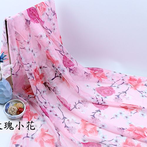 100x150cm By The Chiffon Printed Plain Weave Thin Fabrics For Sewing Dresses Silk Scarf Hanfu Designer Patchwork Material