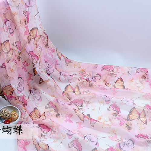 100x150cm By The Chiffon Printed Plain Weave Thin Fabrics For Sewing Dresses Silk Scarf Hanfu Designer Patchwork Material