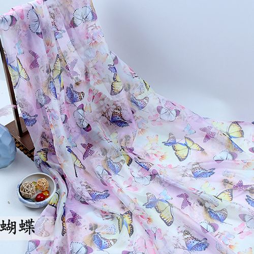 100x150cm By The Chiffon Printed Plain Weave Thin Fabrics For Sewing Dresses Silk Scarf Hanfu Designer Patchwork Material