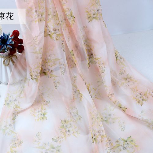 100x150cm By The Chiffon Printed Plain Weave Thin Fabrics For Sewing Dresses Silk Scarf Hanfu Designer Patchwork Material