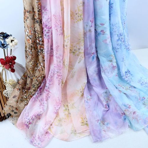 100x150cm By The Chiffon Printed Plain Weave Thin Fabrics For Sewing Dresses Silk Scarf Hanfu Designer Patchwork Material
