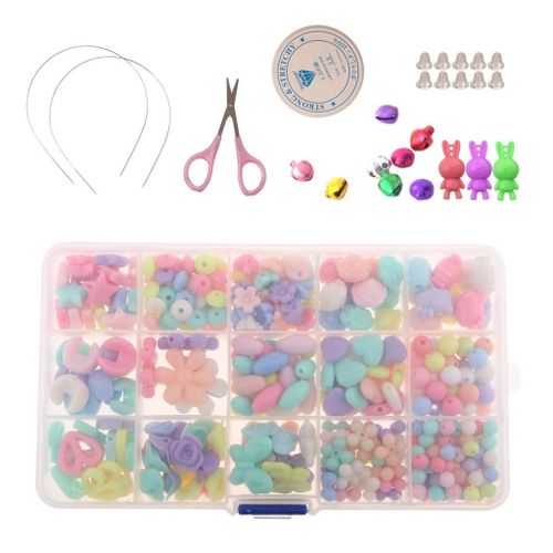 1 Box Acrylic Beads Kit Necklace Bracelet DIY Kids Jewelry Making