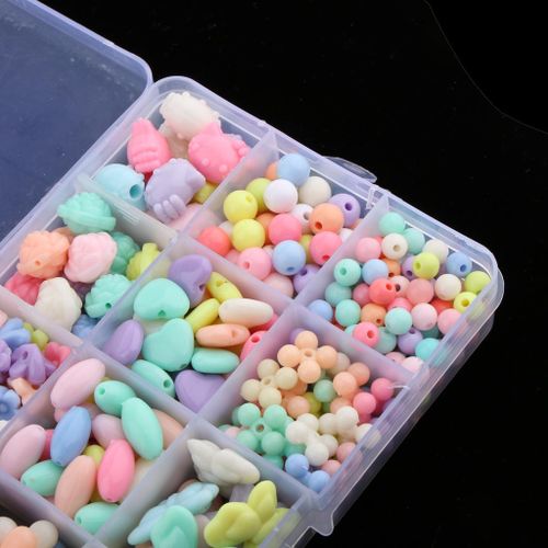 1 Box Acrylic Beads Kit Necklace Bracelet DIY Kids Jewelry Making