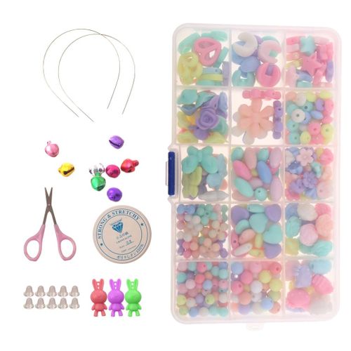 1 Box Acrylic Beads Kit Necklace Bracelet DIY Kids Jewelry Making