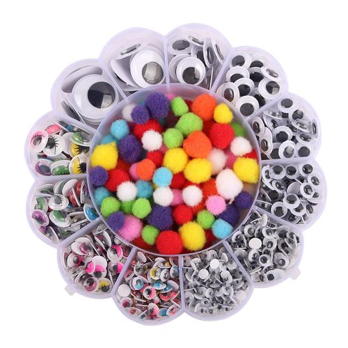900pcs Googly Wiggly Wobbly Craft Eyes Self Adhesive 5-25mm with Pom