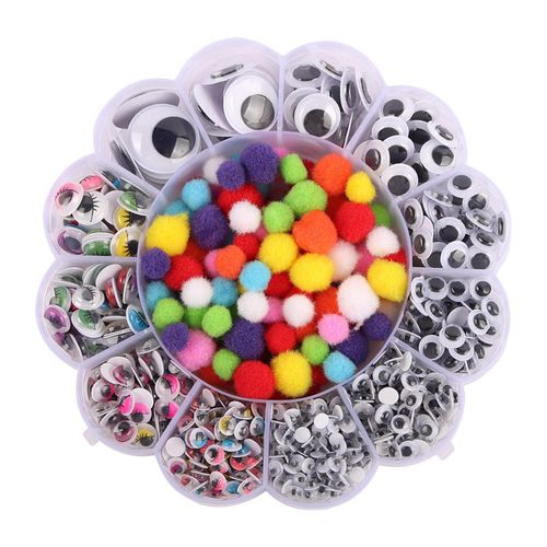 900pcs Googly Wiggly Wobbly Craft Eyes Self Adhesive 5-25mm with Pom