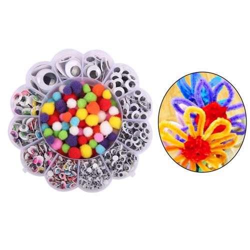 900pcs Googly Wiggly Wobbly Craft Eyes Self Adhesive 5-25mm with Pom