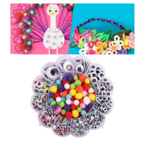 900pcs Googly Wiggly Wobbly Craft Eyes Self Adhesive 5-25mm with Pom