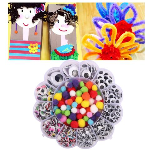 900pcs Googly Wiggly Wobbly Craft Eyes Self Adhesive 5-25mm with Pom