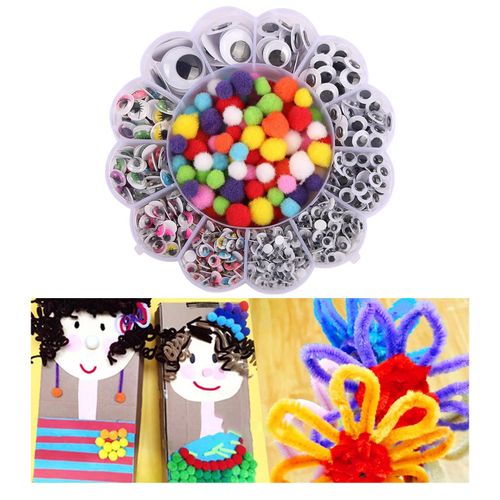 900pcs Googly Wiggly Wobbly Craft Eyes Self Adhesive 5-25mm with Pom