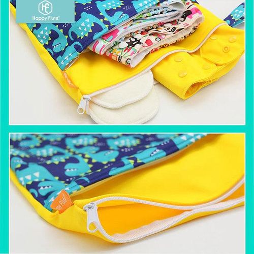 HappyFflute Portable Wetbag For Baby Diapers Nappies Waterproof Diaper Bag With Two Zipper 1PC 30cmx40cm
