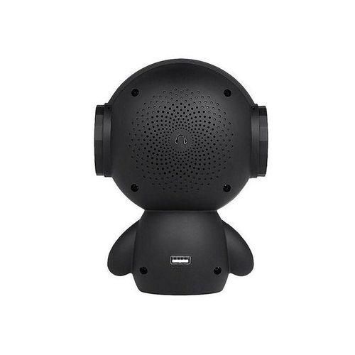 Portable Wireless Bluetooth Speaker Robot Shape Stereo Music Player AUXIN TF Card Reading Handsfree W Microphone Black HTS
