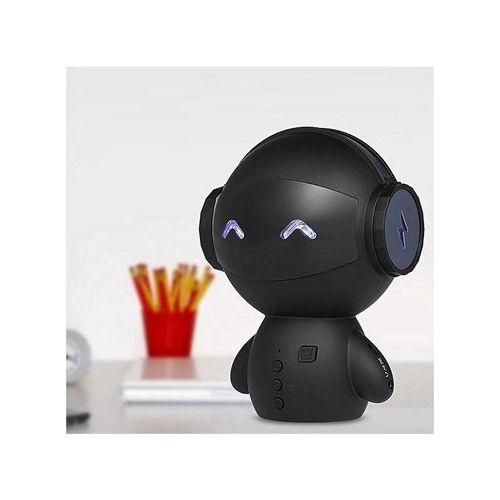 Portable Wireless Bluetooth Speaker Robot Shape Stereo Music Player AUXIN TF Card Reading Handsfree W Microphone Black HTS