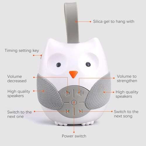 Owl Baby Musical Player Sleeping Noise Machine Toddlers Interactive Toys Silicone Strap Cartoon Early Education