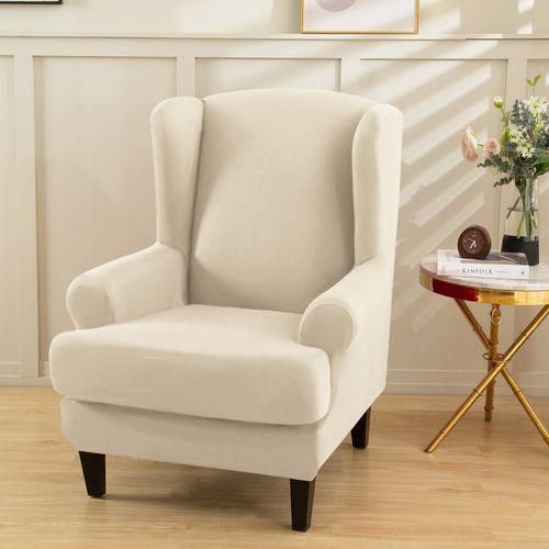 Soild Color Wing Chair Cover Stretch Elastic Armchair Covers Non Slip Washable Relax Sofa Slipcovers Seat Cushion Protector