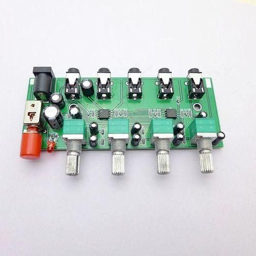 AU401 DC 5V12V Stereo Audio Mixer 4 Input 1 Output Individually Controls Board Sound Mixing DIY Headphones Amplifier
