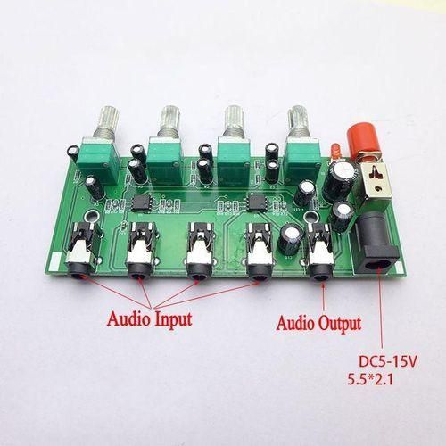 AU401 DC 5V12V Stereo Audio Mixer 4 Input 1 Output Individually Controls Board Sound Mixing DIY Headphones Amplifier