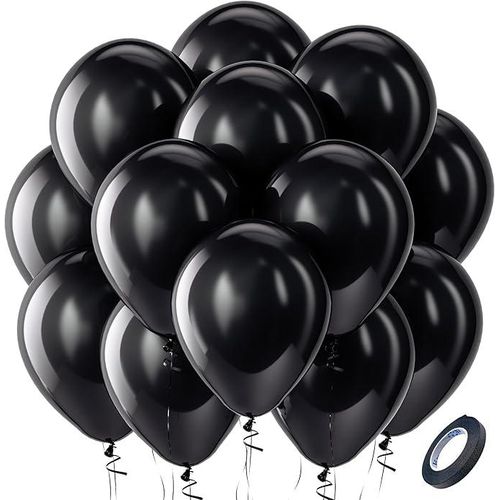 100pcs 12" Round Black Latex Balloons For Birthday Rainbow
