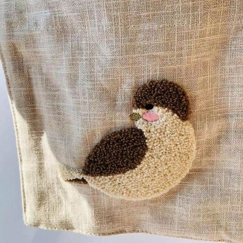 Bedside Storage Bag Embroidery Bird linen Baby Crib Organizer Hanging Bag for Baby Essentials Bed Hanging Diaper Toy Tissue