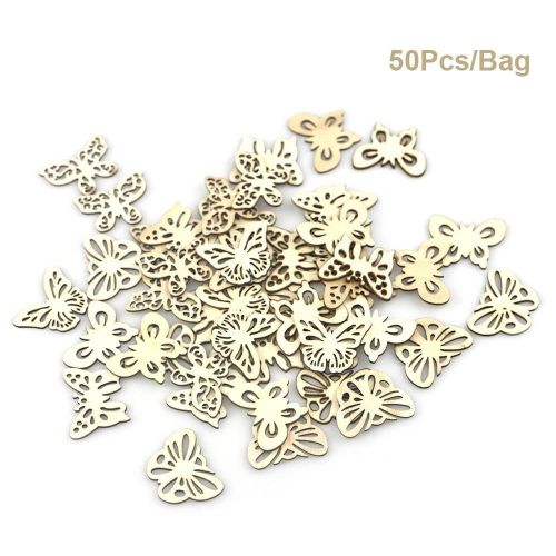 50Pcs DIY Assorted Hollow Wood Butterflies DIY Ornaments Art Craft Wedding Decoration NO5137