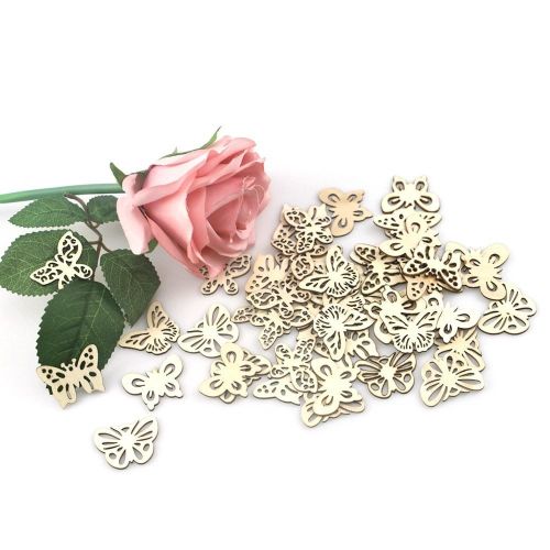 50Pcs DIY Assorted Hollow Wood Butterflies DIY Ornaments Art Craft Wedding Decoration NO5137