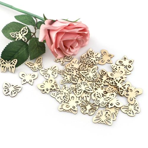 50Pcs DIY Assorted Hollow Wood Butterflies DIY Ornaments Art Craft Wedding Decoration NO5137