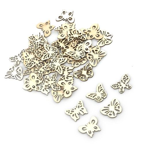 50Pcs DIY Assorted Hollow Wood Butterflies DIY Ornaments Art Craft Wedding Decoration NO5137