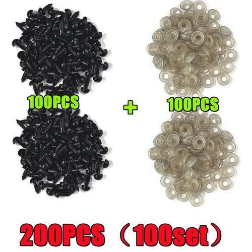 200/100pcs Black Plastic Safety Eyes For Toys Amigurumi Diy Kit Crafts Teddybear Toy Eye For Doll Decoration Accessories 5-20mm