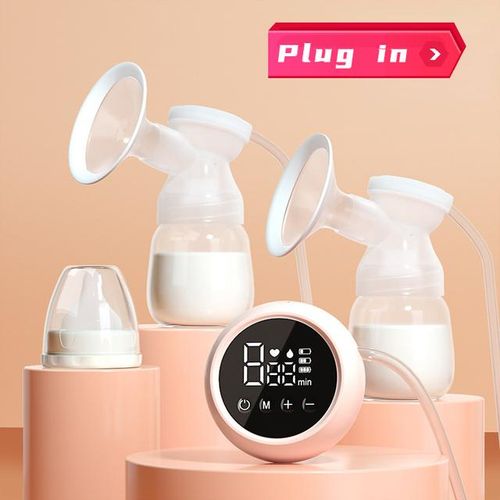 Double Electric Breast Pump Rechargeable Portable Breast Pump Painless Breast Pump with LCD Display Mute Postpartum Lactation