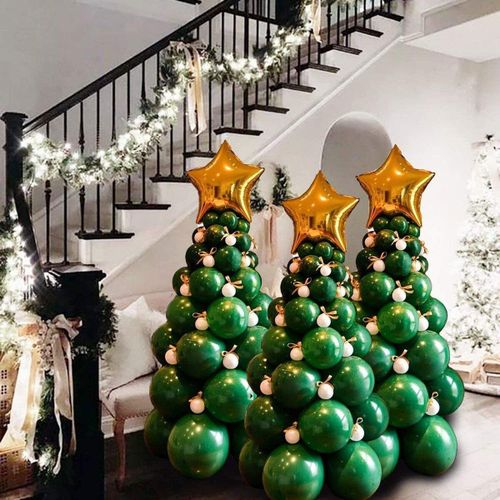 Christmas Tree Set Christmas Tree Balloon Set Christmas Dark Green Latex Aluminum Film Forest