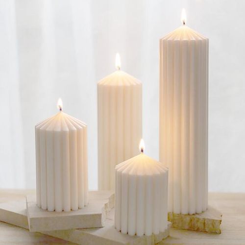 Candle Molds Easy Demoulding Long Pillar Wax Mould Diy Large Striped Columnar Conical Cylinder Mould Home Wedding Decor