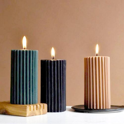Candle Molds Easy Demoulding Long Pillar Wax Mould Diy Large Striped Columnar Conical Cylinder Mould Home Wedding Decor
