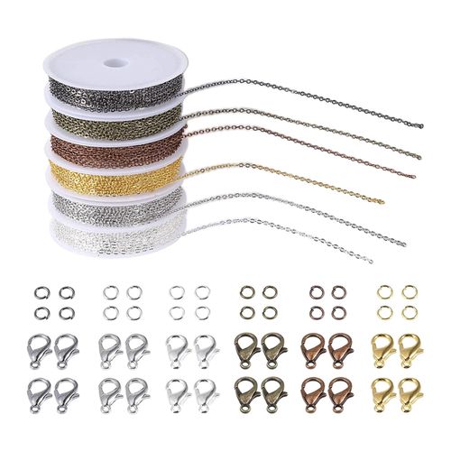 Chains Link For Jewelry Making Set, With Lobster Clasps