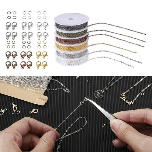 Chains Link For Jewelry Making Set, With Lobster Clasps