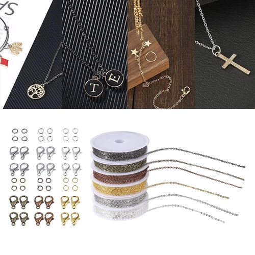Chains Link For Jewelry Making Set, With Lobster Clasps
