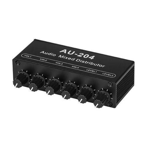 Stereo Headphone Mixer Distributor For Headphone External Power AMP Volume Independent Control DC519V 2 Inputs 4 OutputsBoard With Case