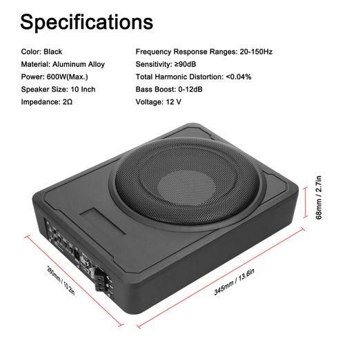 10 Inch 600W Car Subwoofer High  Pure Bass UnderSeat