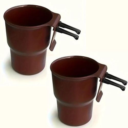 2PCS Multifunctional Car Water Cup Holder Mobile Phone Holder Beverage Holder Trash Can Air Outlet Chair Back Door Armrest Box-Coffee_Orange