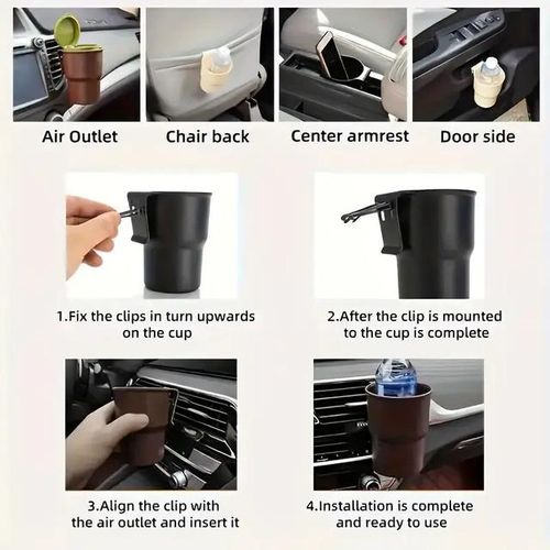 2PCS Multifunctional Car Water Cup Holder Mobile Phone Holder Beverage Holder Trash Can Air Outlet Chair Back Door Armrest Box-Coffee_Orange