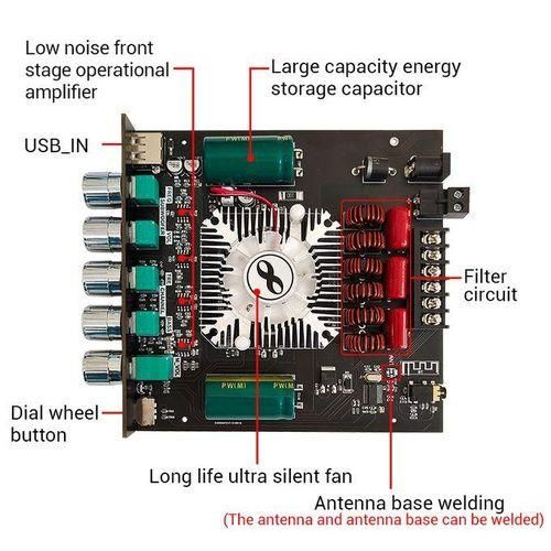 ZKHT21 TDA7498E Bluetooth 5.0 Subwoofer Amplifier Board 160WX2220W 2.1 Channel Power Audio Stereo Amplifier Board BAMP